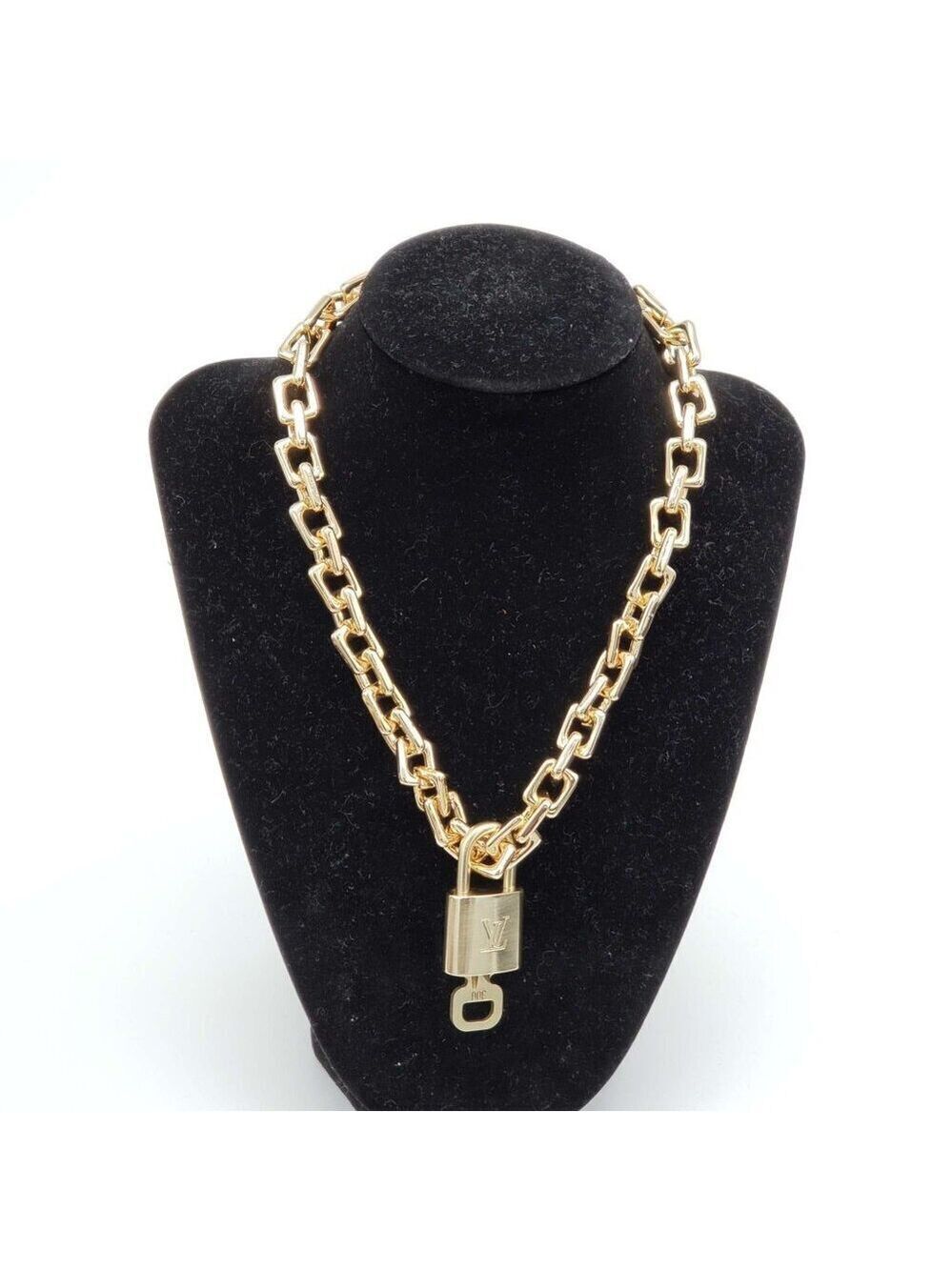 100% Auth Louis Vuitton Lock & Key with Unbranded Gold Plated Chain Necklace